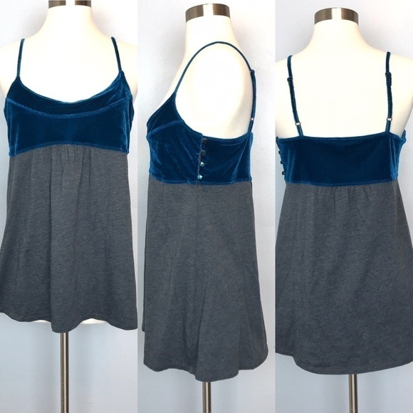 Free People Velvet Cotton Covered Buttons Tank M - Picture 1 of 8